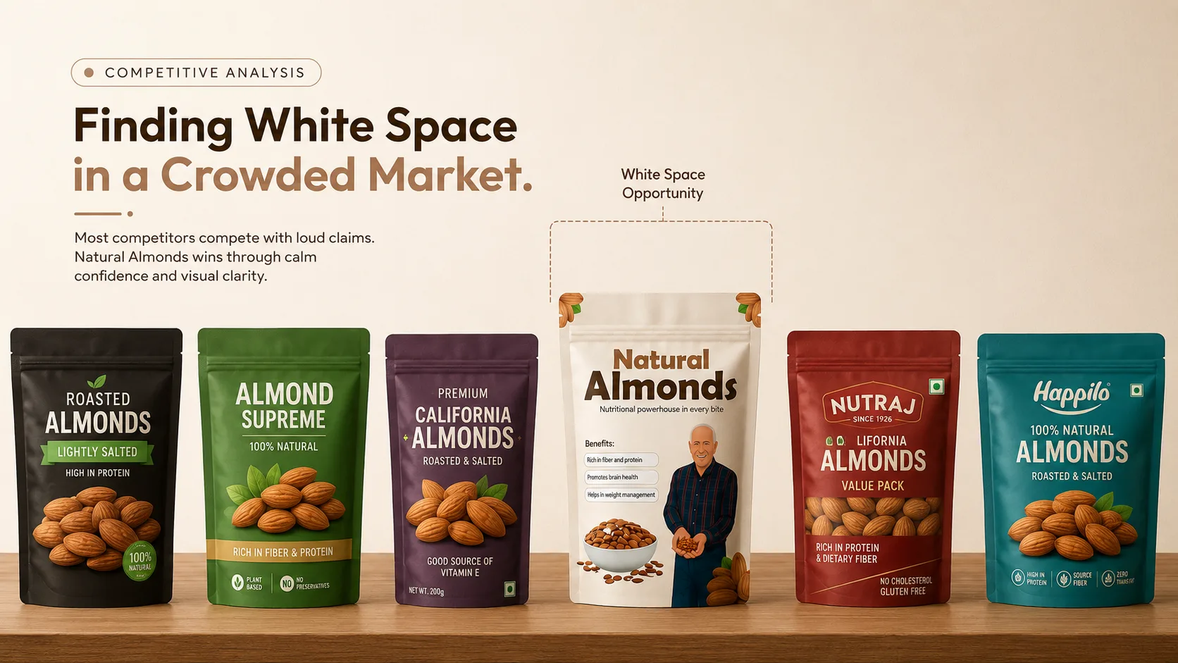 Natural Almond — Packaging Design packaging & visual design mockup 5 by Raghav Chopra